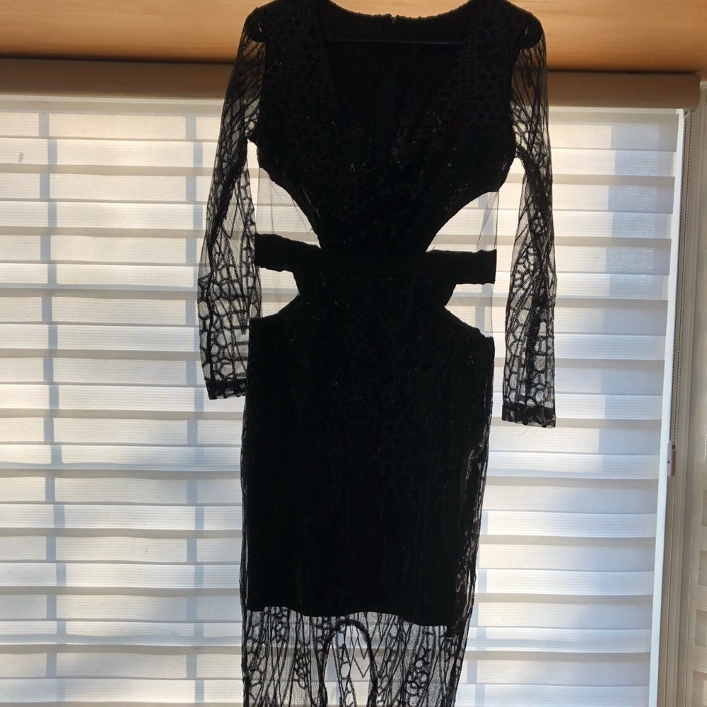 Black sequence cocktail dress